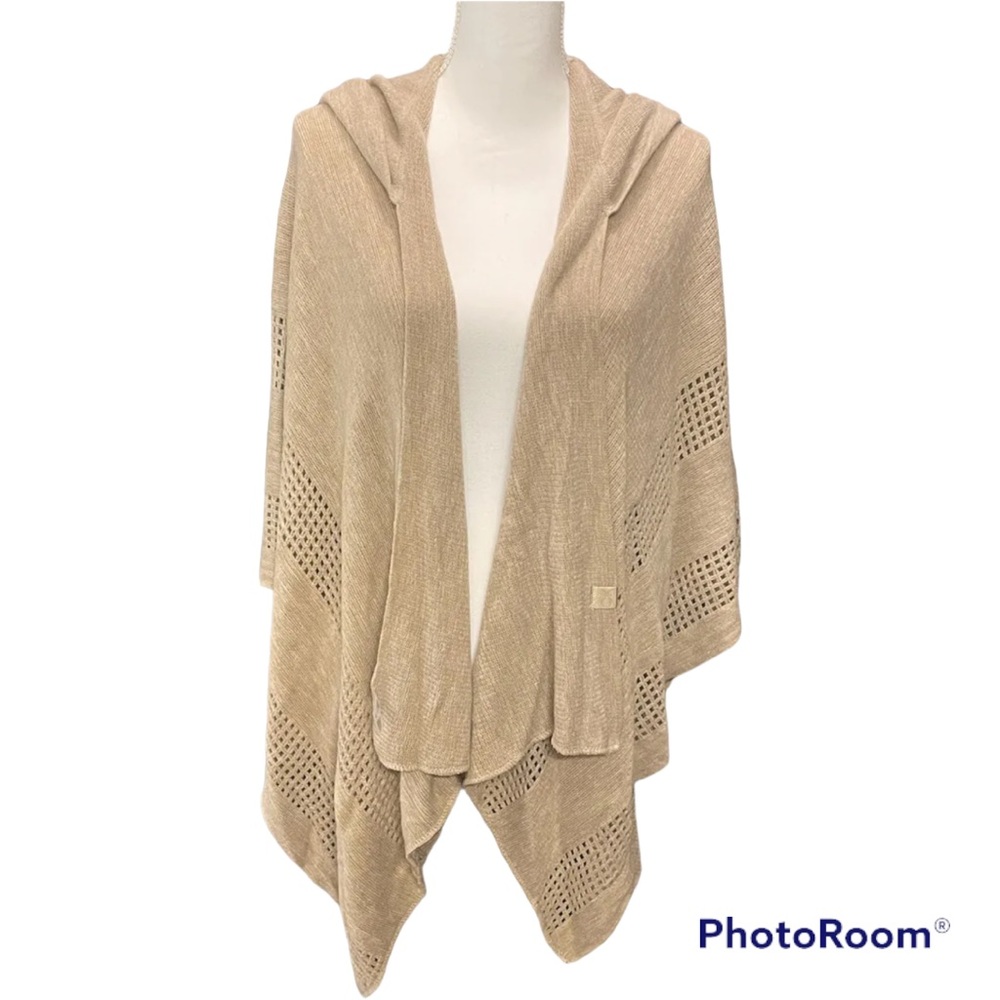 Calvin Klein Hooded Open Cardigan Poncho